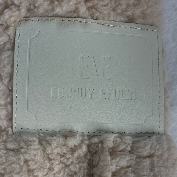 CHICME‎ Cozy Fleece Teddy Coat Hooded Beige Button Front Oversized Women M - Picture 13 of 14